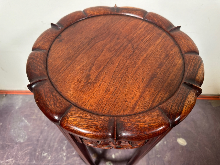 Vintage Chinese Rosewood Stand Side Table 13.5W X 24H [Photo 4]