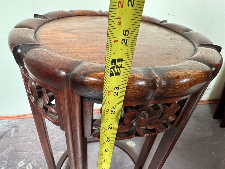 Vintage Chinese Rosewood Stand Side Table 13.5W X 24H [Photo 8]