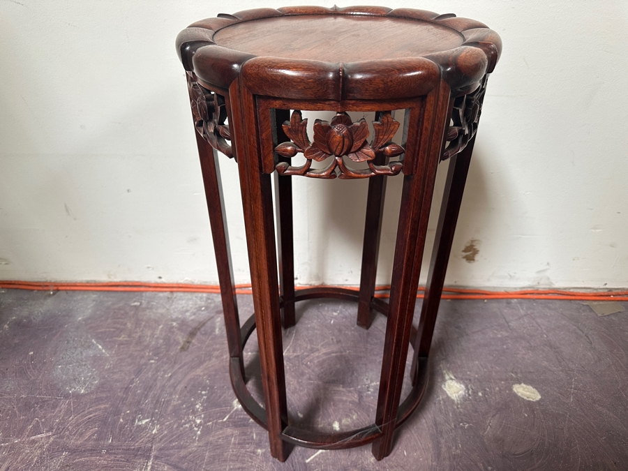 Vintage Chinese Rosewood Stand Side Table 13.5W X 24H [Photo 3]
