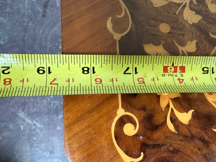 Vintage Italian Marquetry Music Jewelry Box Side Table 18.5W X 19.5H [Photo 7]