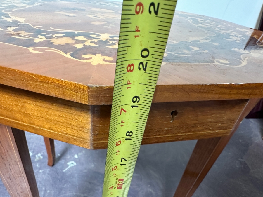 Vintage Italian Marquetry Music Jewelry Box Side Table 18.5W X 19.5H [Photo 8]