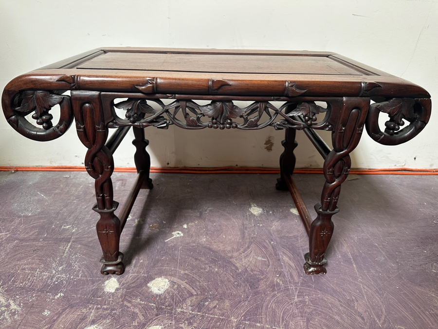 Antique Chinese Carved Hardwood Kang Miniature Altar Table 29W X 16D X 18H [Photo 2]