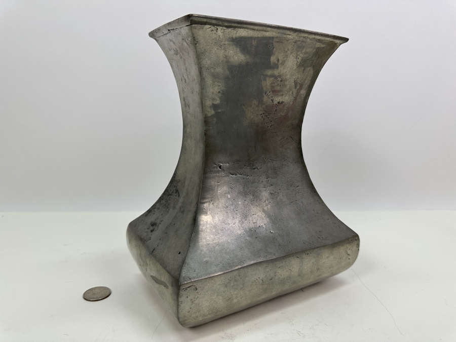 Vintage Hallmarked Fecit VCM Portugal Pewter Vase 7.5W X 5.25D X 9H [Photo 3]