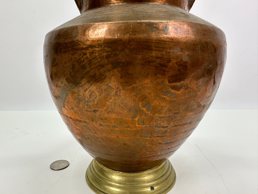 Vintage Copper & Brass Pitcher Ewer Vessel 7W X 12H [Photo 6]