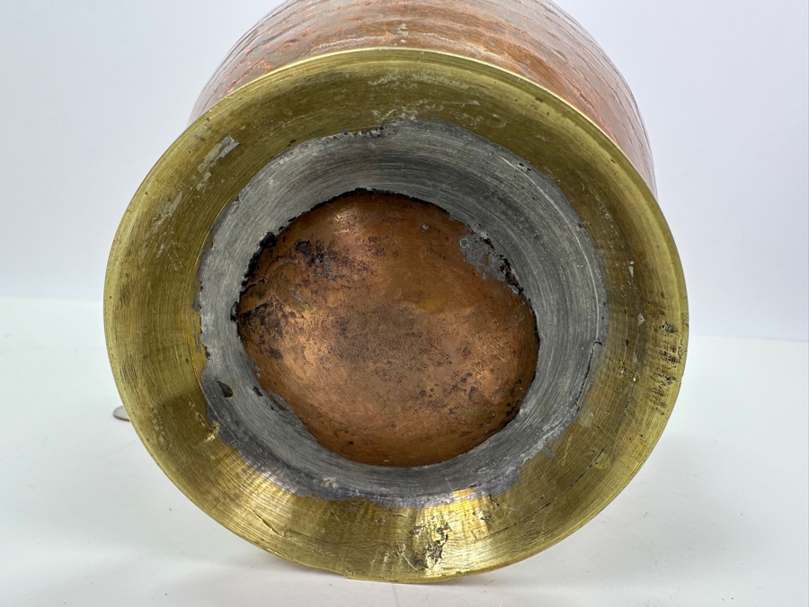 Vintage Copper & Brass Pitcher Ewer Vessel 7W X 12H [Photo 7]