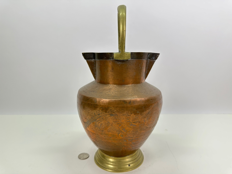 Vintage Copper & Brass Pitcher Ewer Vessel 7W X 12H [Photo 2]