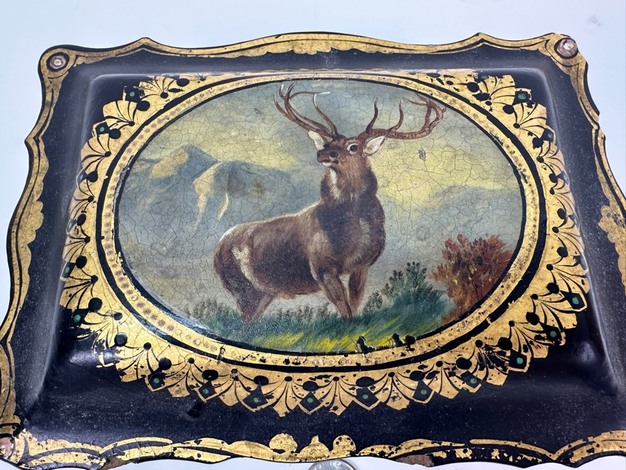 Vintage Hand Painted Wooden Box (See Photos For Some Damage) 7.5W X 5.5D X 3.5H [Photo 2]