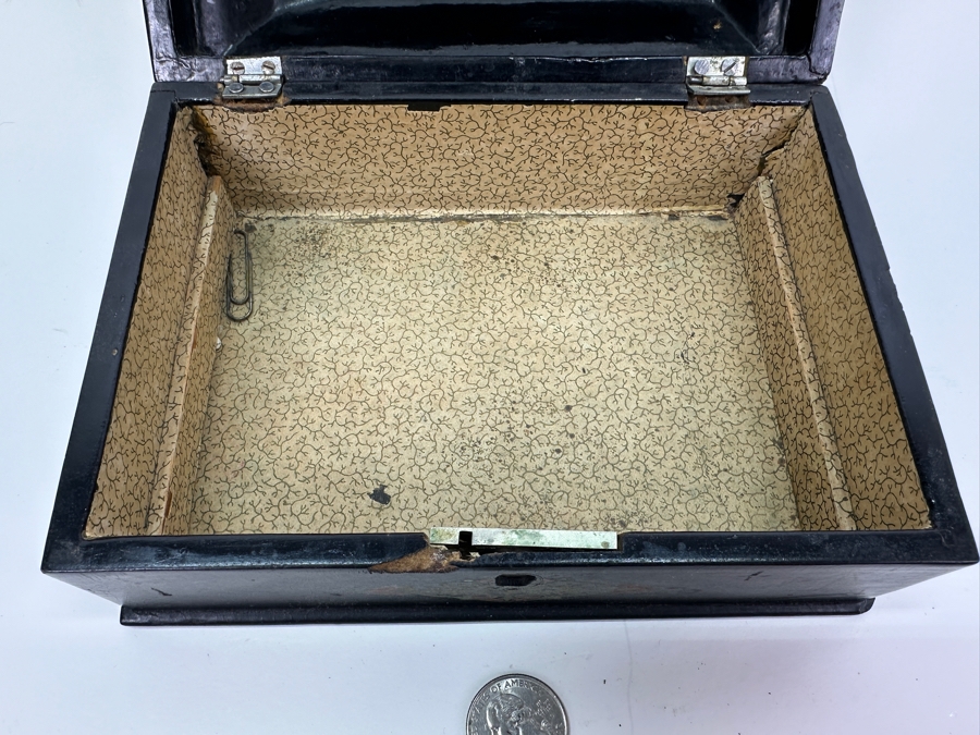 Vintage Hand Painted Wooden Box (See Photos For Some Damage) 7.5W X 5.5D X 3.5H [Photo 7]