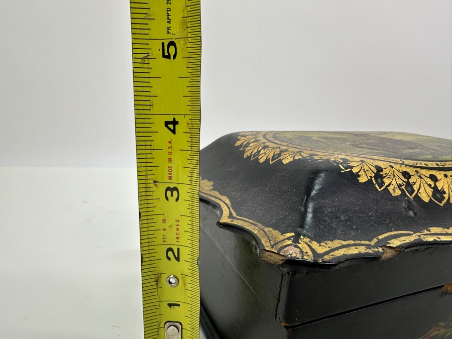 Vintage Hand Painted Wooden Box (See Photos For Some Damage) 7.5W X 5.5D X 3.5H [Photo 14]