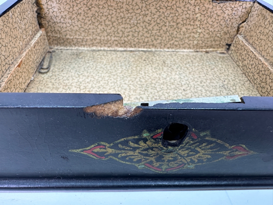 Vintage Hand Painted Wooden Box (See Photos For Some Damage) 7.5W X 5.5D X 3.5H [Photo 8]