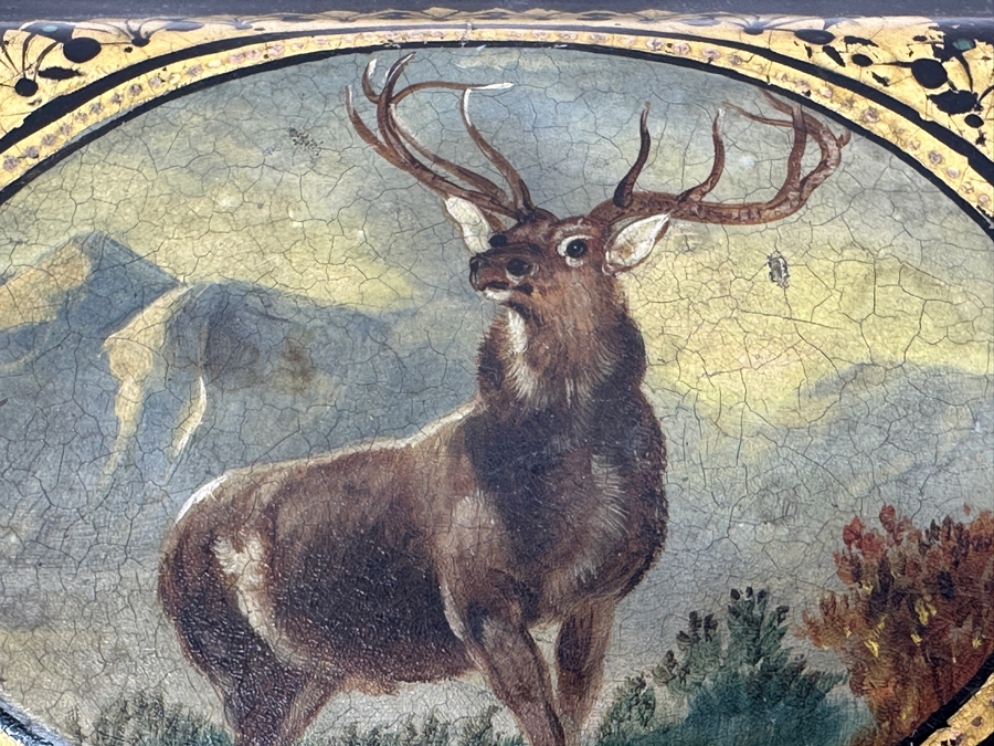 Vintage Hand Painted Wooden Box (See Photos For Some Damage) 7.5W X 5.5D X 3.5H [Photo 4]