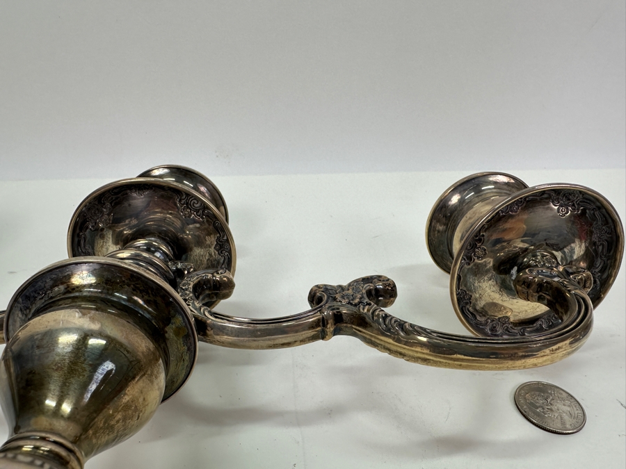 Pair Of Vintage Gorham Sterling Silver Weighted Candelabras 14W X 14H [Photo 7]