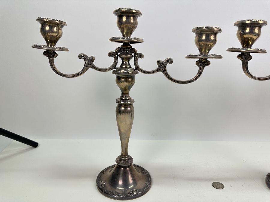 Pair Of Vintage Gorham Sterling Silver Weighted Candelabras 14W X 14H [Photo 2]