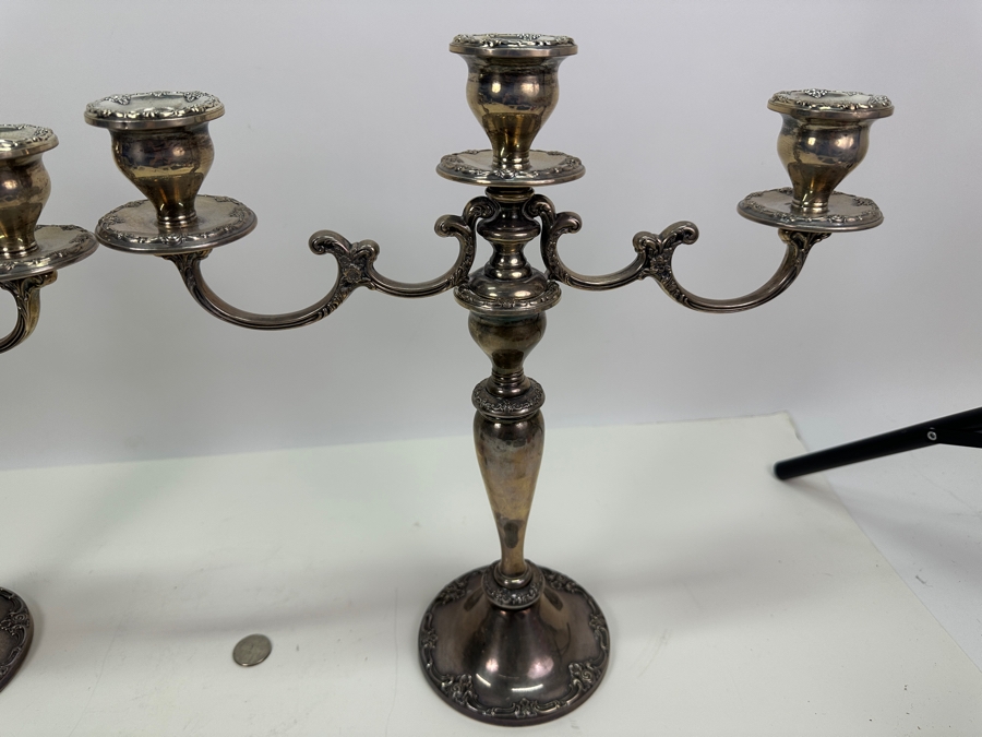 Pair Of Vintage Gorham Sterling Silver Weighted Candelabras 14W X 14H [Photo 4]
