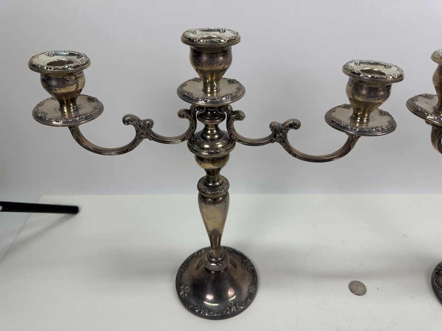 Pair Of Vintage Gorham Sterling Silver Weighted Candelabras 14W X 14H [Photo 3]