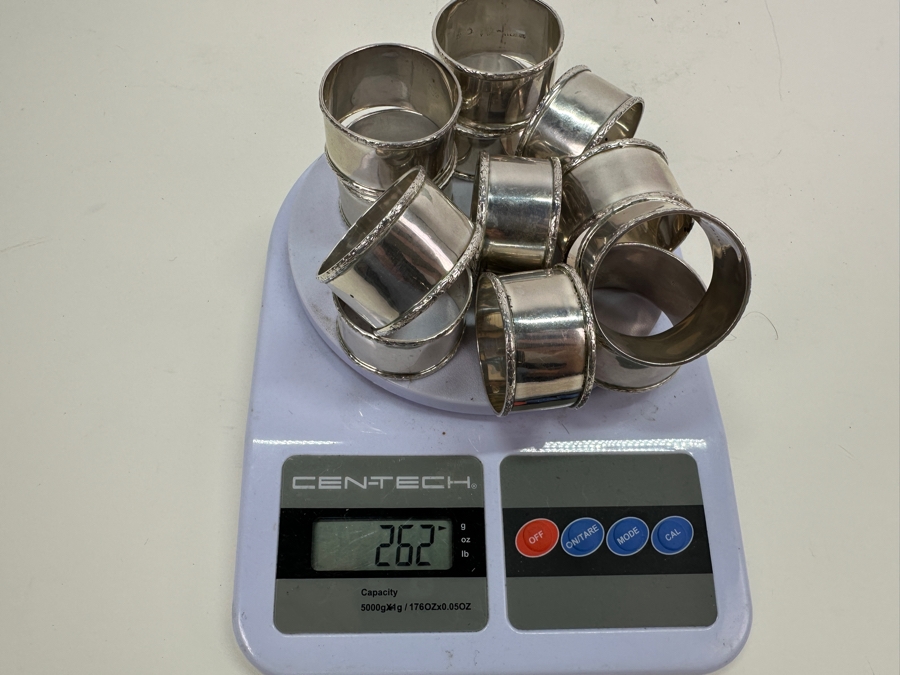 Sterling Silver Mexican Napkin Rings, Set Of 12, 1.75W 262g [Photo 6]