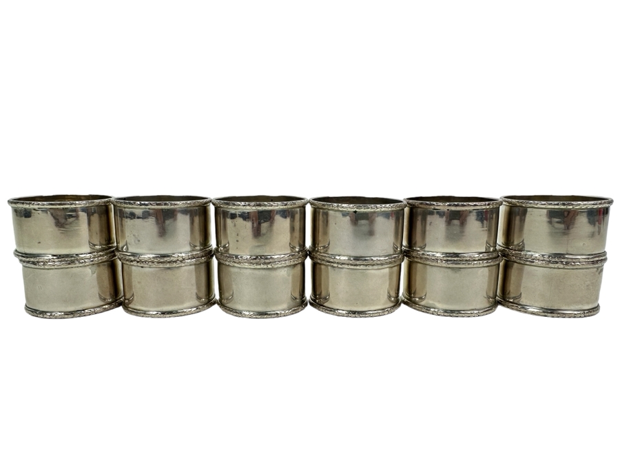 Sterling Silver Mexican Napkin Rings, Set Of 12, 1.75W 262g [Photo 2]