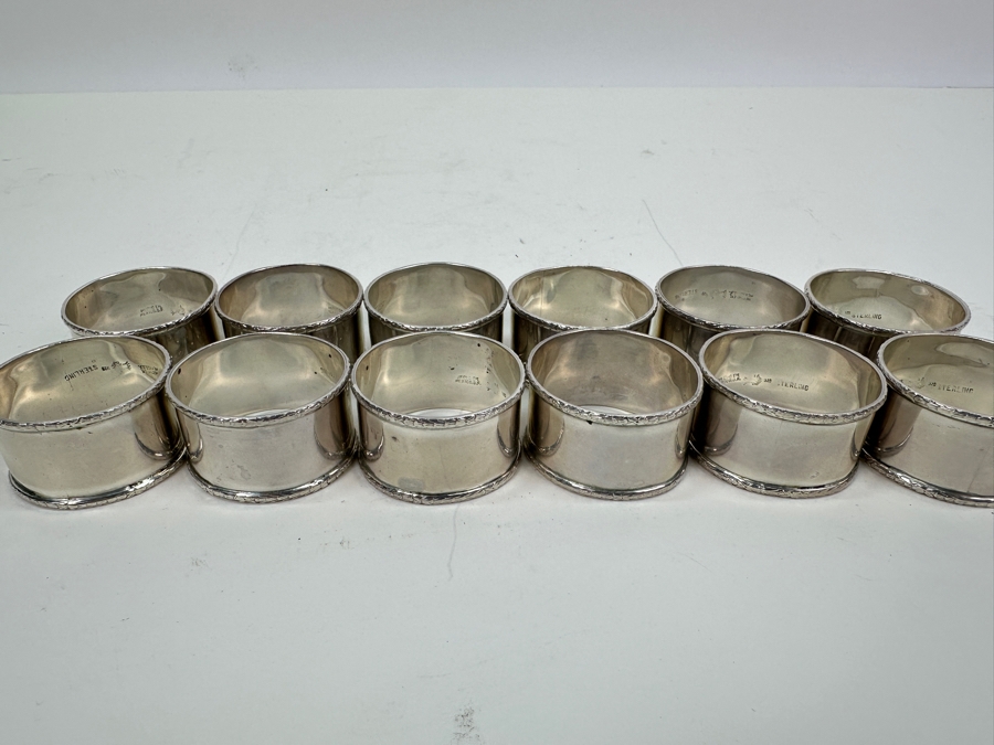 Sterling Silver Mexican Napkin Rings, Set Of 12, 1.75W 262g [Photo 4]