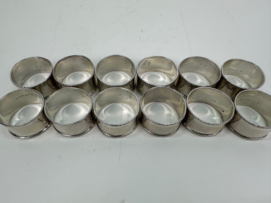 Sterling Silver Mexican Napkin Rings, Set Of 12, 1.75W 262g [Photo 3]
