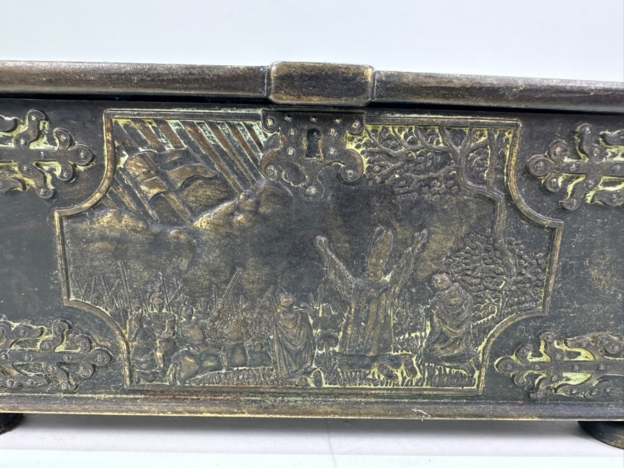 Vintage Iron Art Copenhagen Denmark Battle Of Estonia Trinket Box Humidor 8W X 4D X 3.5H [Photo 4]
