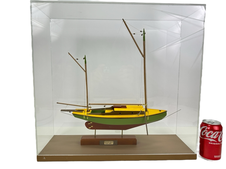 Vintage Wooden Sailboat Model Of A 1901 Seabird Yawl With Acrylic Display Cover 20'W X 6'D X 19'H [Photo 1]