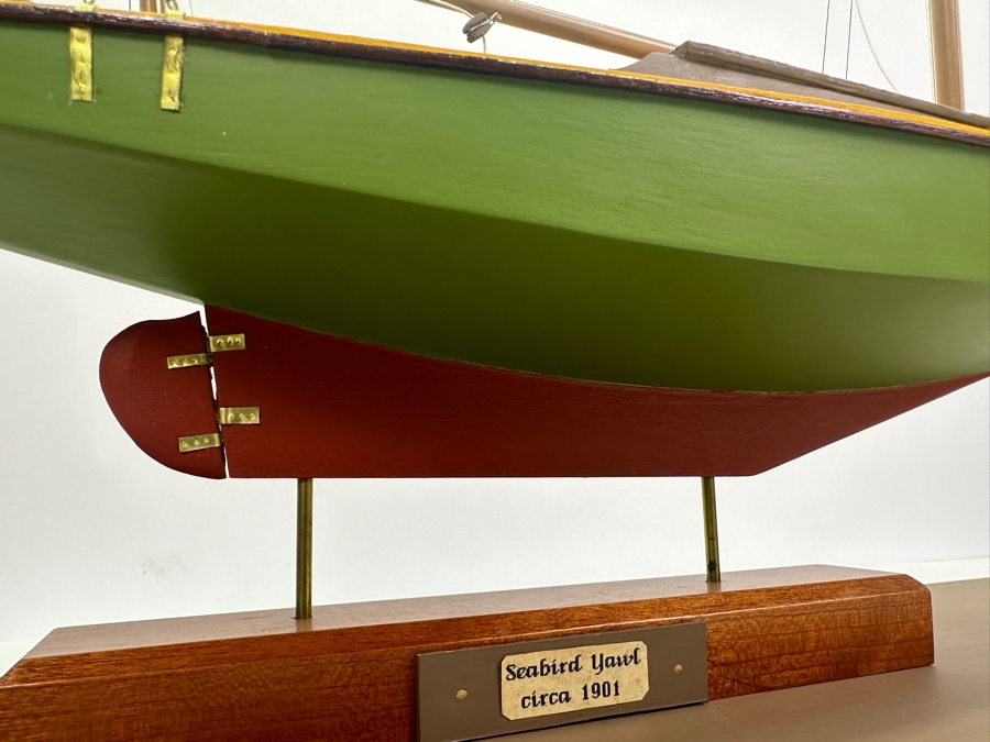 Vintage Wooden Sailboat Model Of A 1901 Seabird Yawl With Acrylic Display Cover 20'W X 6'D X 19'H [Photo 10]