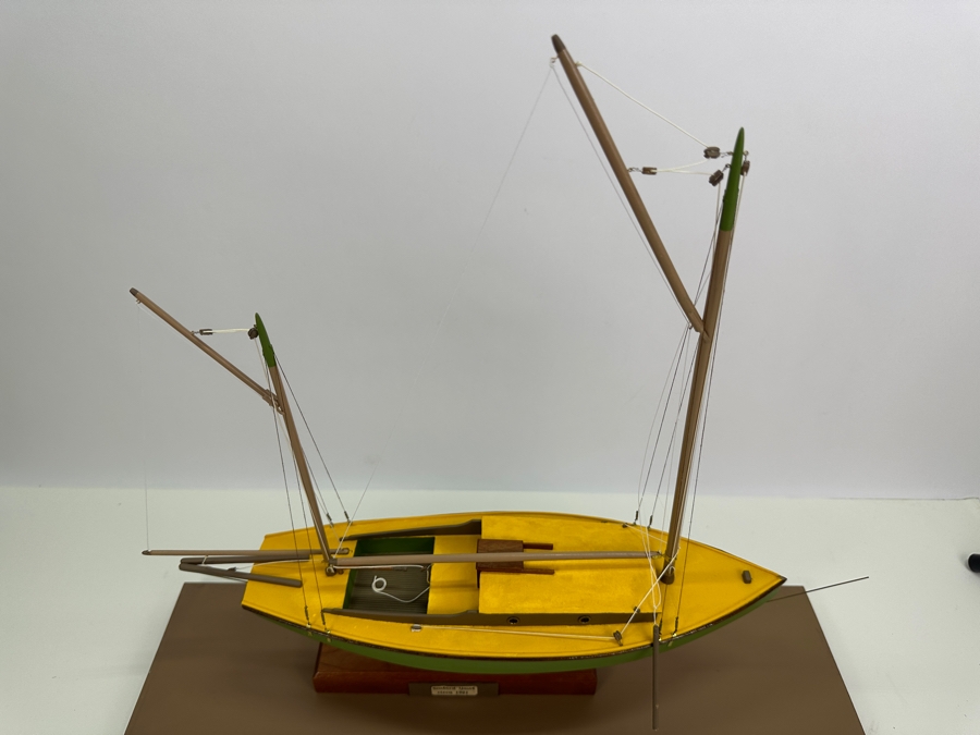 Vintage Wooden Sailboat Model Of A 1901 Seabird Yawl With Acrylic Display Cover 20'W X 6'D X 19'H [Photo 5]