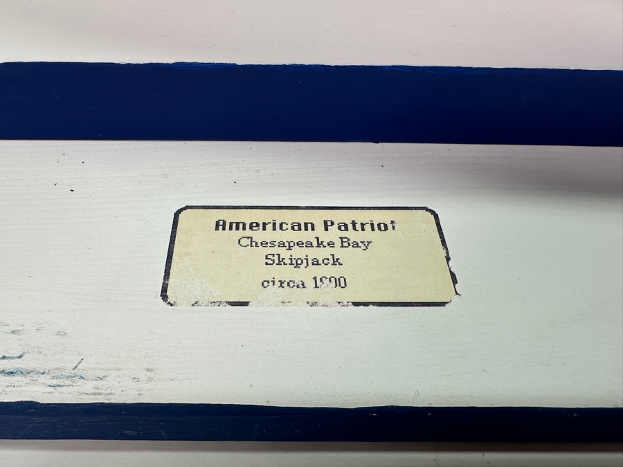 Vintage Wooden Sailboat Model Of American Patriot Chesapeake Bay Skipjack Circa 1890 With Acrylic Display Cover 28'W X 9.5'D X 25.5'H [Photo 14]
