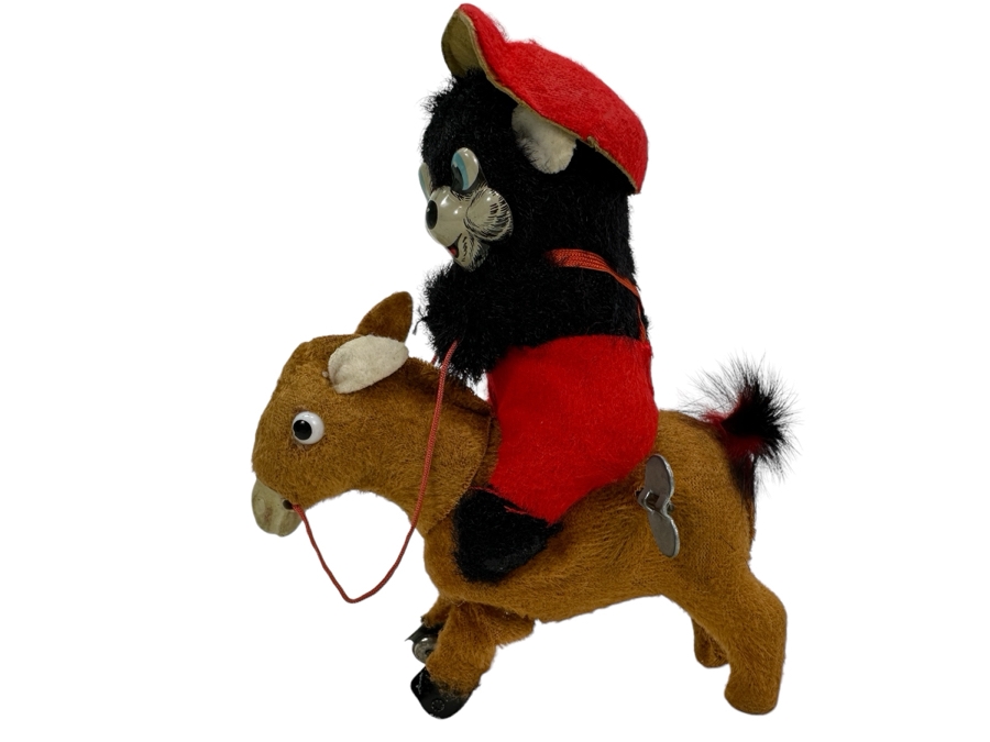 Vintage Working ALPS Jock-O-Panda Wind Up Toy Panda Riding Donkey Japan 6'H [Photo 1]