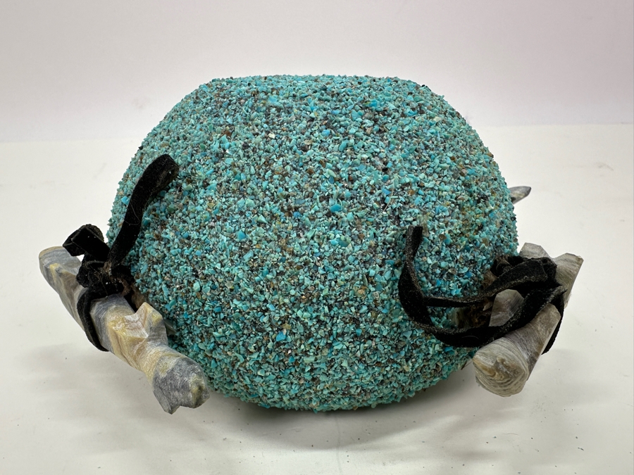 Vintage Native American Zuni Turquoise Fetish Pot 6'W X 3.25'H [Photo 10]