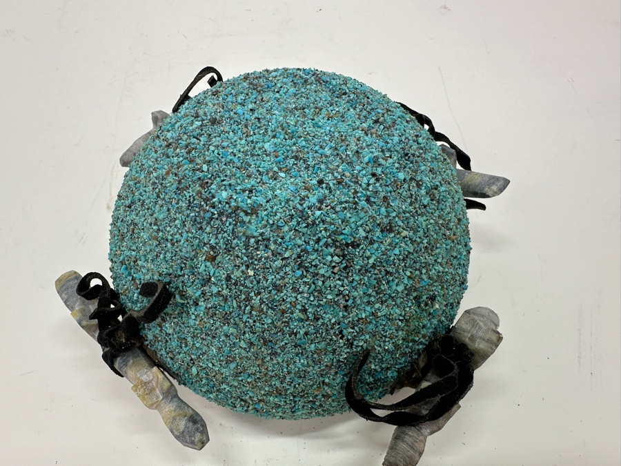 Vintage Native American Zuni Turquoise Fetish Pot 6'W X 3.25'H [Photo 11]