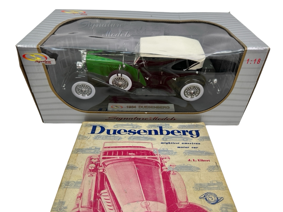 Signature Models 1934 Duesenberg Car Scale Model With Box And Vintage 1954 Duesenberg - Mightiest American Motor Car Book By J. L. Elbert [Photo 1]