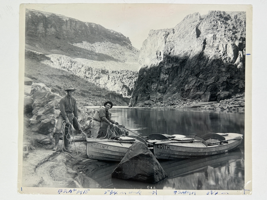 Antique 1911 Kolb Bros. Studio Grand Canyon Arizona - Ellsworth Kolb (R) & Emery Kolb (L) During Their 1400 Mile Journey When 1st Motion Pictures Of Colorado River Were Made 8 X 10 [Photo 2]