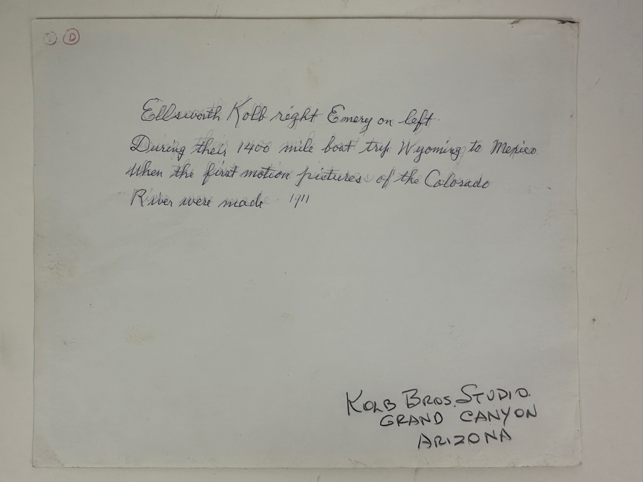 Antique 1911 Kolb Bros. Studio Grand Canyon Arizona - Ellsworth Kolb (R) & Emery Kolb (L) During Their 1400 Mile Journey When 1st Motion Pictures Of Colorado River Were Made 8 X 10 [Photo 19]