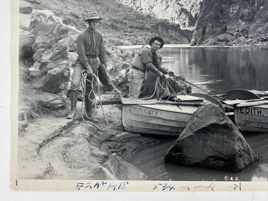 Antique 1911 Kolb Bros. Studio Grand Canyon Arizona - Ellsworth Kolb (R) & Emery Kolb (L) During Their 1400 Mile Journey When 1st Motion Pictures Of Colorado River Were Made 8 X 10 [Photo 3]