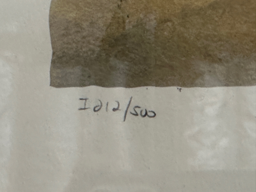 Marc Chagall (1887-1985, Russia) Limited Edition Facsimile Signed Print Titled 'Bouquet With Bowl Of Cherries' Numbered 212 Of 500 21'W X 31'H Framed 36'W X 45'H [Photo 4]