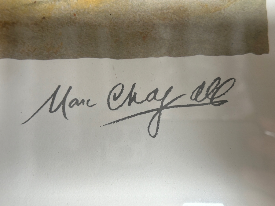 Marc Chagall (1887-1985, Russia) Limited Edition Facsimile Signed Print Titled 'Bouquet With Bowl Of Cherries' Numbered 212 Of 500 21'W X 31'H Framed 36'W X 45'H [Photo 3]