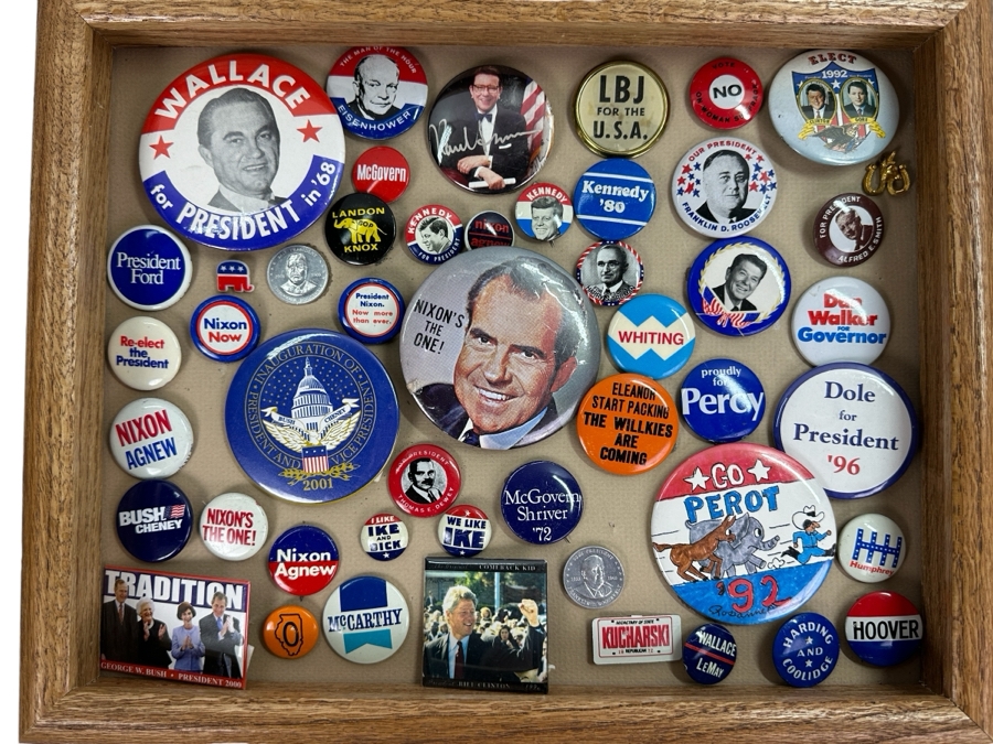 Just Added - Collection Of Vintage Political Presidential Campaign Buttons 15 X 12 [Photo 1]