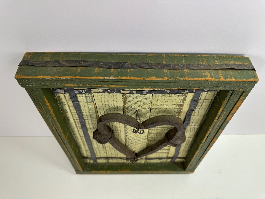 Just Added - Railroad Ties Heart Art Sculpture With Wooden Frame 13 X 15 [Photo 6]