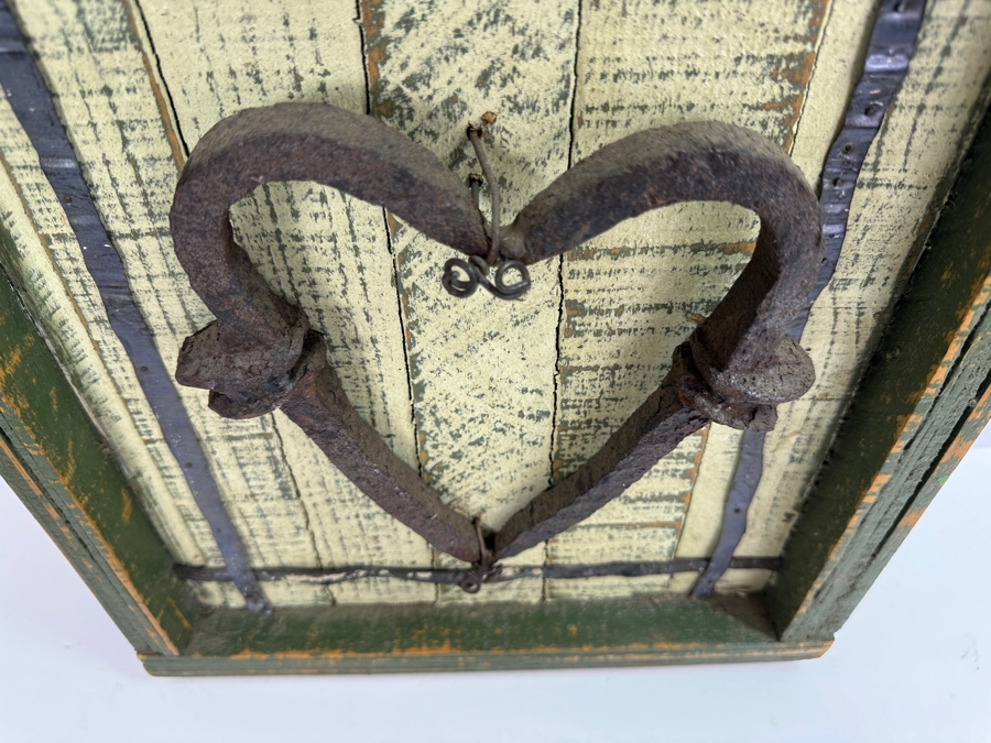 Just Added - Railroad Ties Heart Art Sculpture With Wooden Frame 13 X 15 [Photo 2]