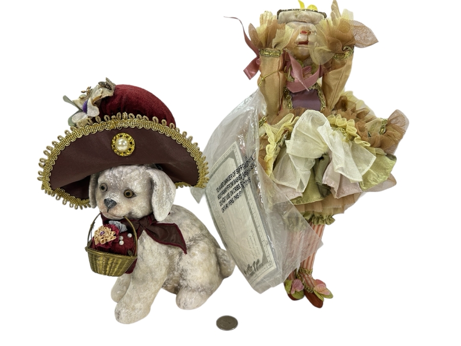 Just Added - Katherine Collection Dog With Basket 10H And Katherine Collection Mrs. Eleanor Ewe 15H