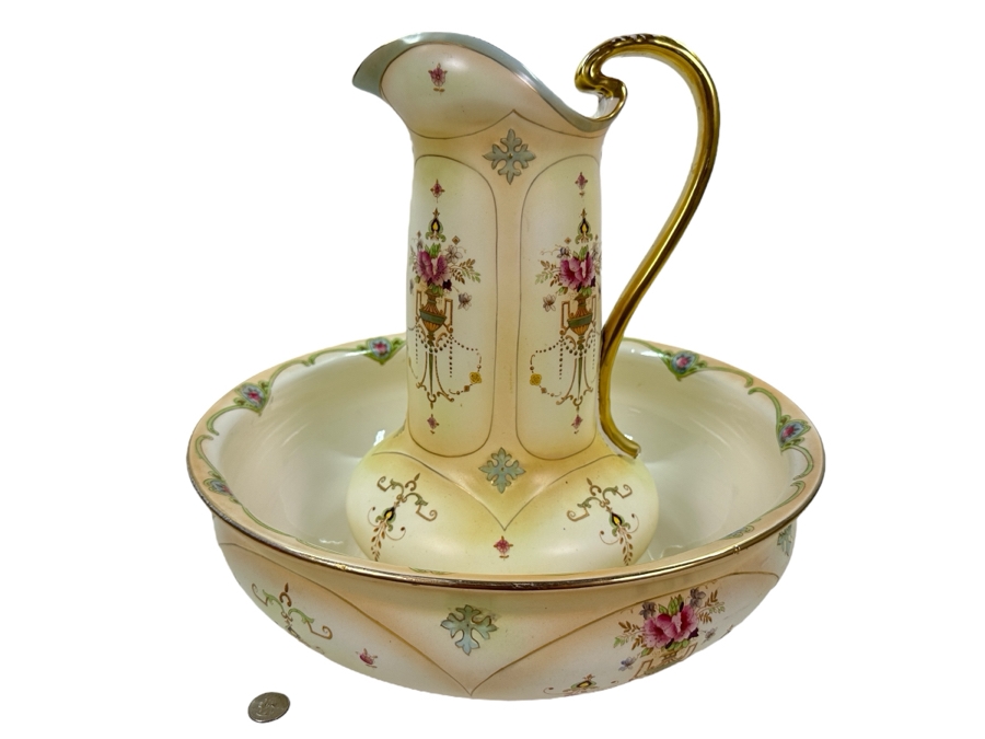Just Added - Vintage Crown Devon England Pitcher 14'H And Bowl 16'W