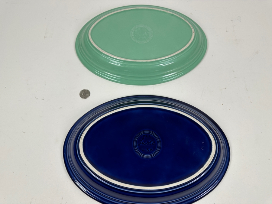 Just Added - Pair Of Fiesta Fiestaware Oval Plates Platters 13.5 X 9.5 [Photo 4]
