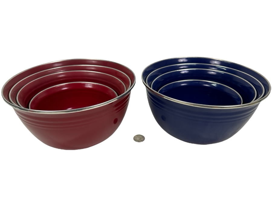 Just Added - Pair Of Fiesta Fiestaware Metal Enamel Nesting Bowls Sets ...