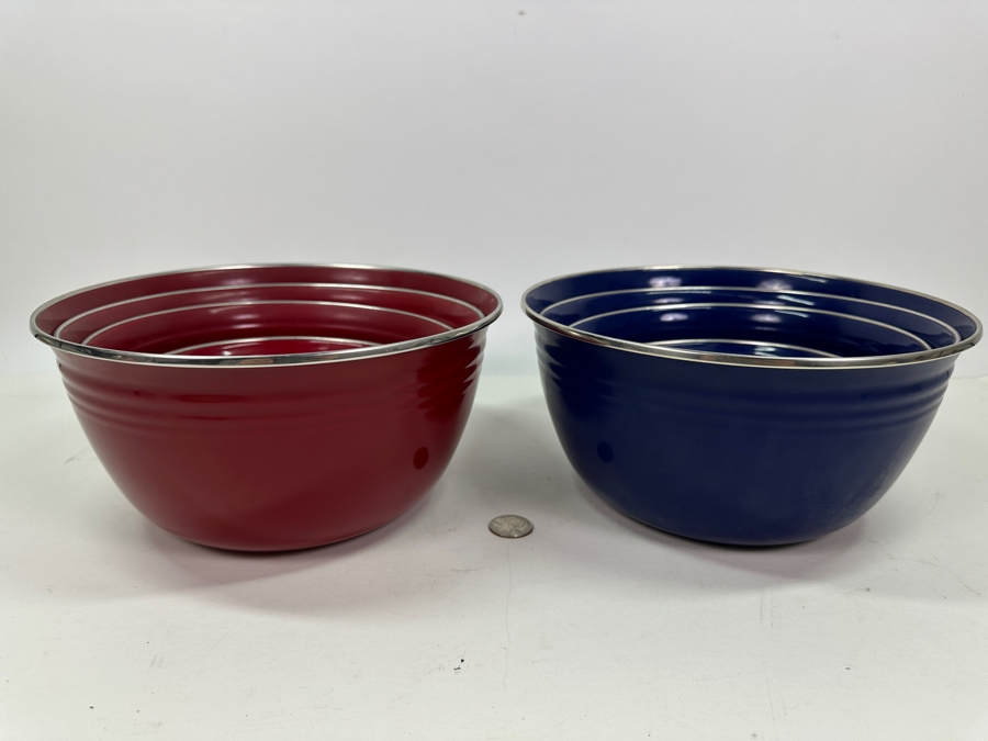 Just Added - Pair Of Fiesta Fiestaware Metal Enamel Nesting Bowls Sets ...