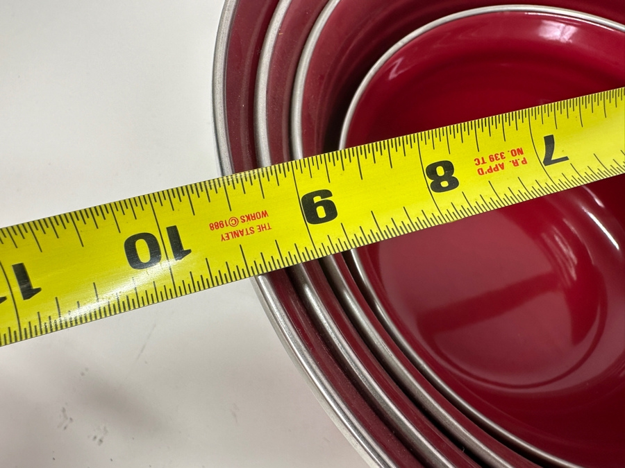 Just Added - Pair Of Fiesta Fiestaware Metal Enamel Nesting Bowls Sets With Plastic Lids 9.5W X 4.5H [Photo 8]