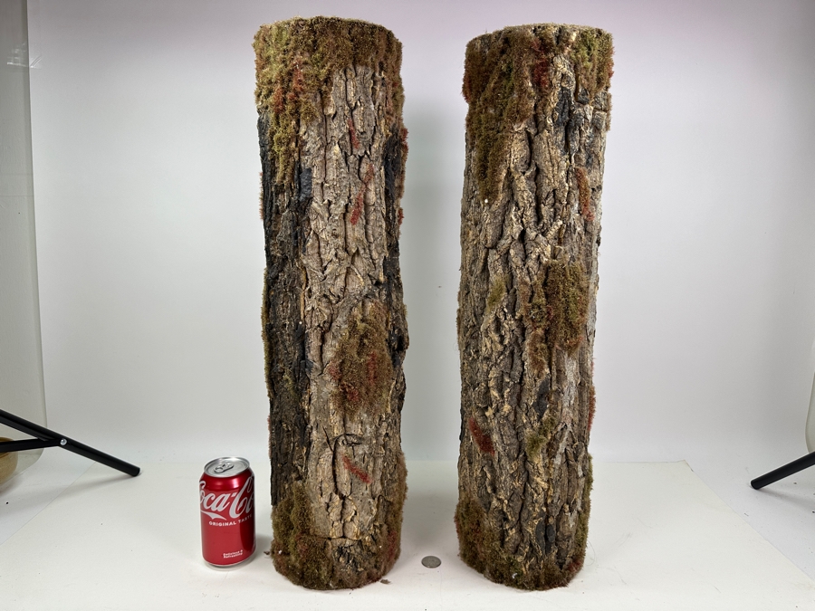 Just Added - Pair Of Faux Tree Trunk Vases 25H [Photo 2]
