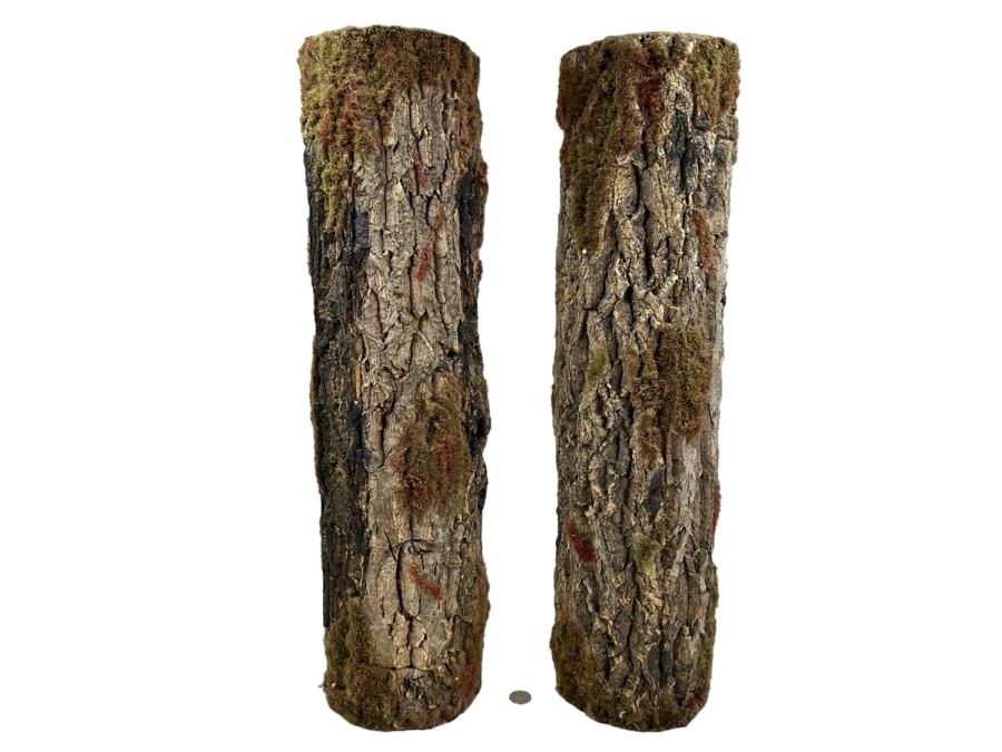 Just Added - Pair Of Faux Tree Trunk Vases 25H [Photo 1]