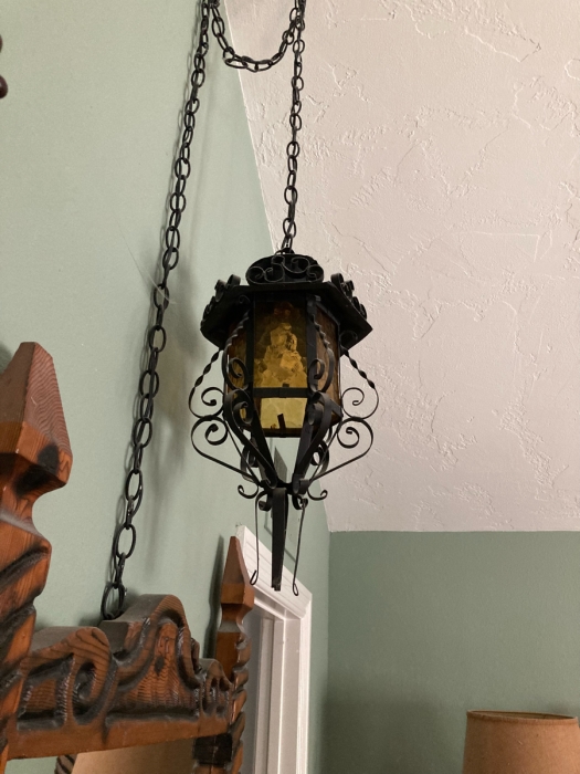 [Updated] Just Added - Pair Of Vintage Mexican Spanish Wrought Iron Hanging Pendants Lanterns Light Fixtures [Photo 2]