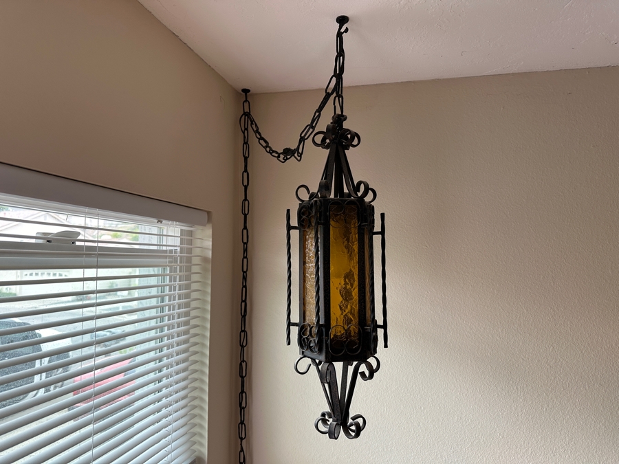 [Updated] Just Added - Pair Of Vintage Mexican Spanish Wrought Iron Hanging Pendants Lanterns Light Fixtures [Photo 11]